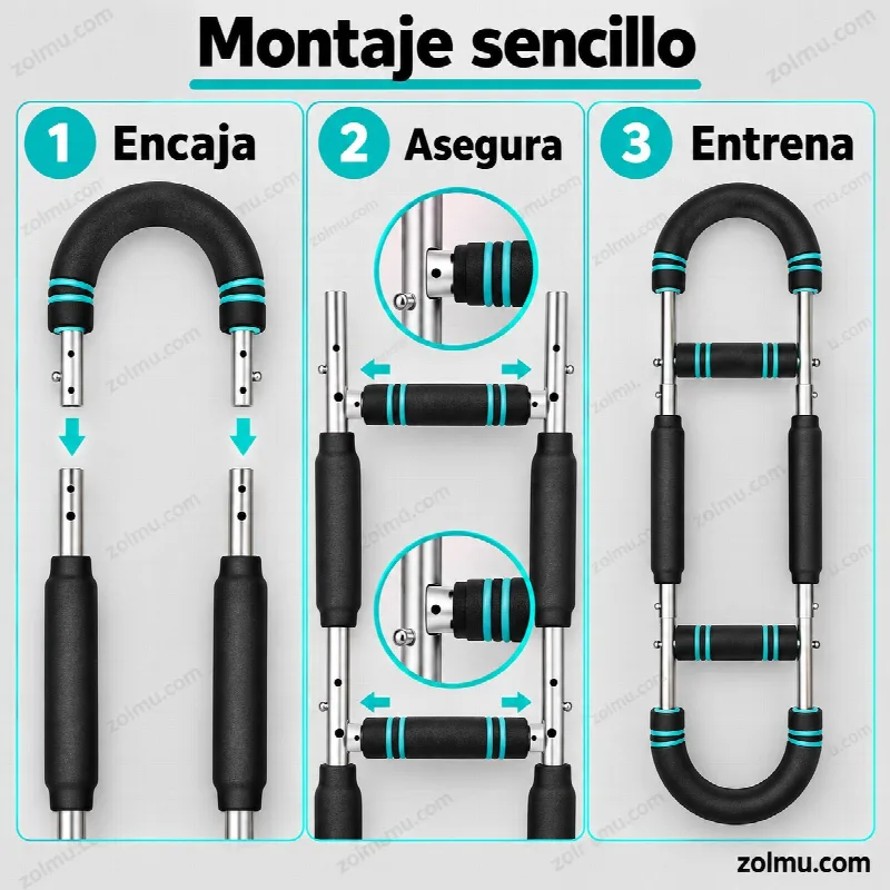 Montaje sencillo del entrenador en tres pasos: encajar, asegurar y entrenar