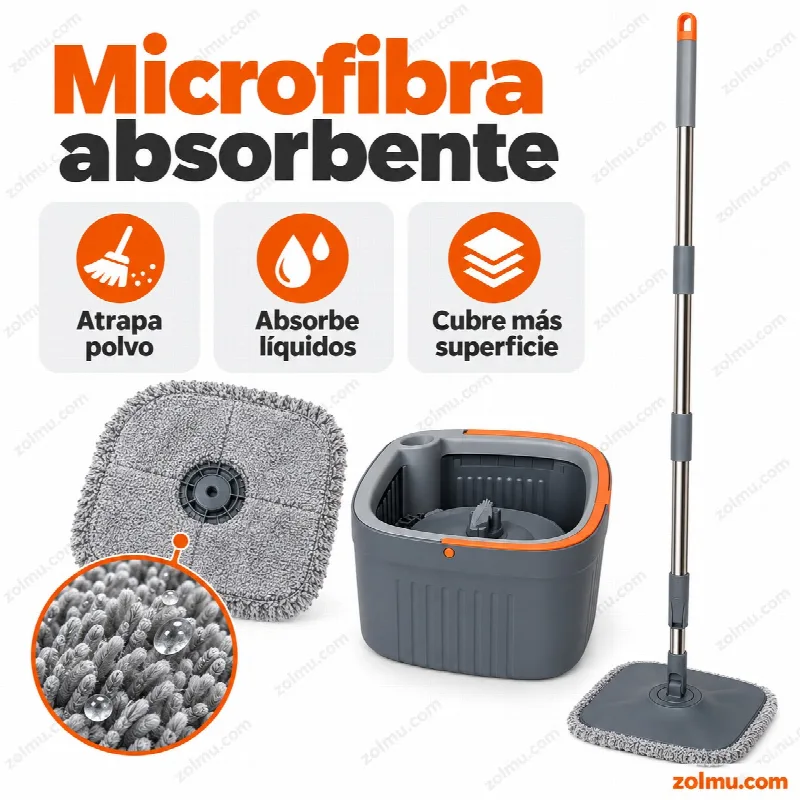 Paño de microfibra que atrapa el polvo, absorbe líquidos y cubre más superficie