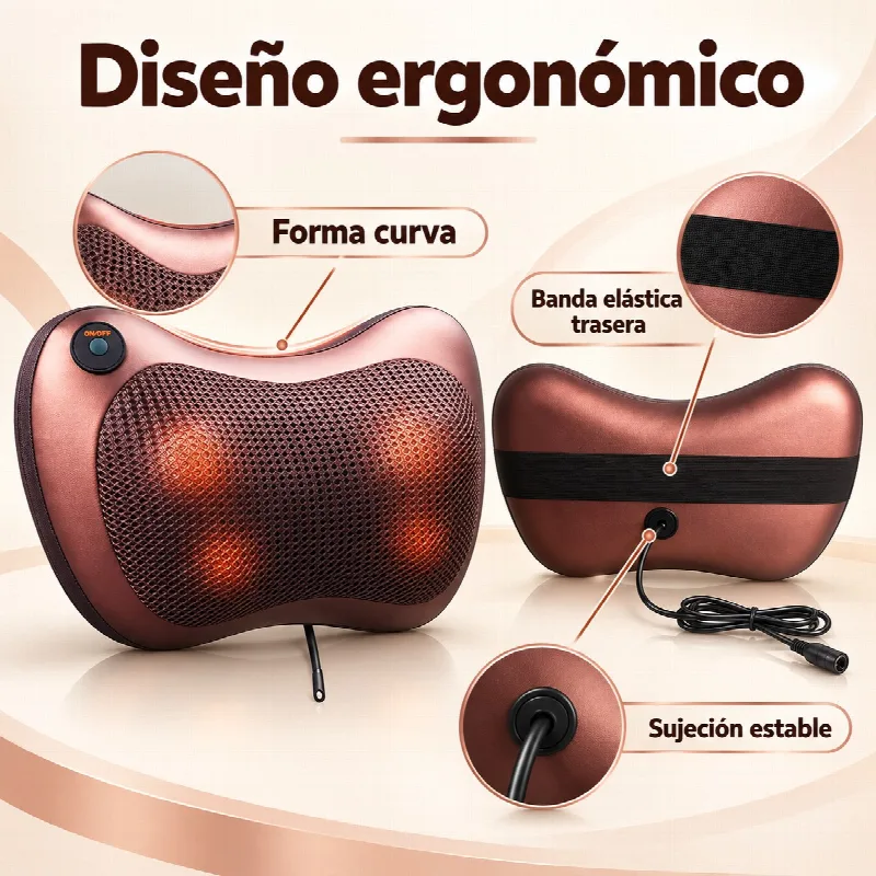Dise&ntilde;o ergon&oacute;mico de la almohada de masaje con forma curva, banda el&aacute;stica trasera y sujeci&oacute;n estable