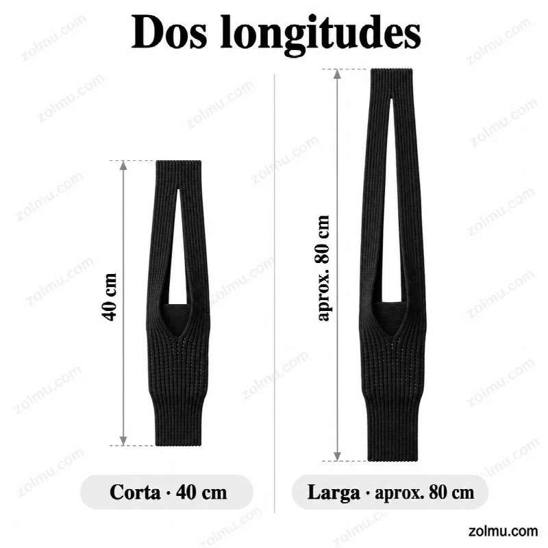 Dos longitudes de la bandolera: corta de 40 cm y larga de 90 cm