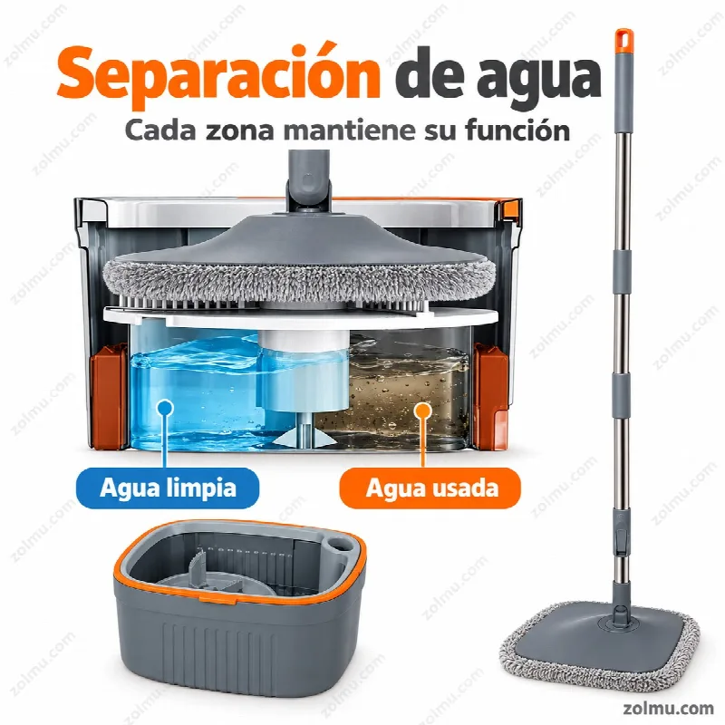 Cubo de doble zona con separación del agua limpia y el agua usada