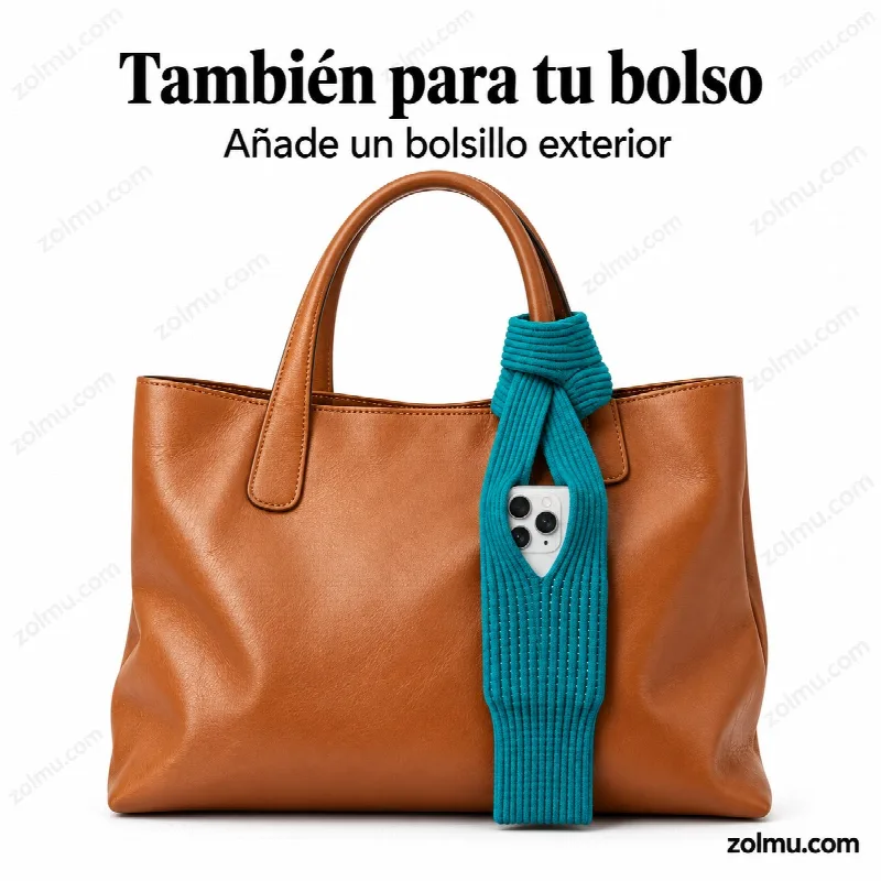 Bandolera usada como bolsillo exterior a&ntilde;adido a un bolso