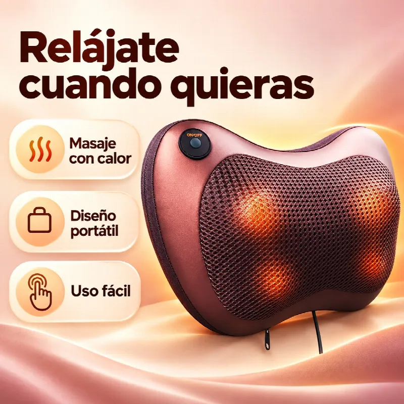 Beneficios de la almohada de masaje: masaje con calor, dise&ntilde;o port&aacute;til y uso f&aacute;cil