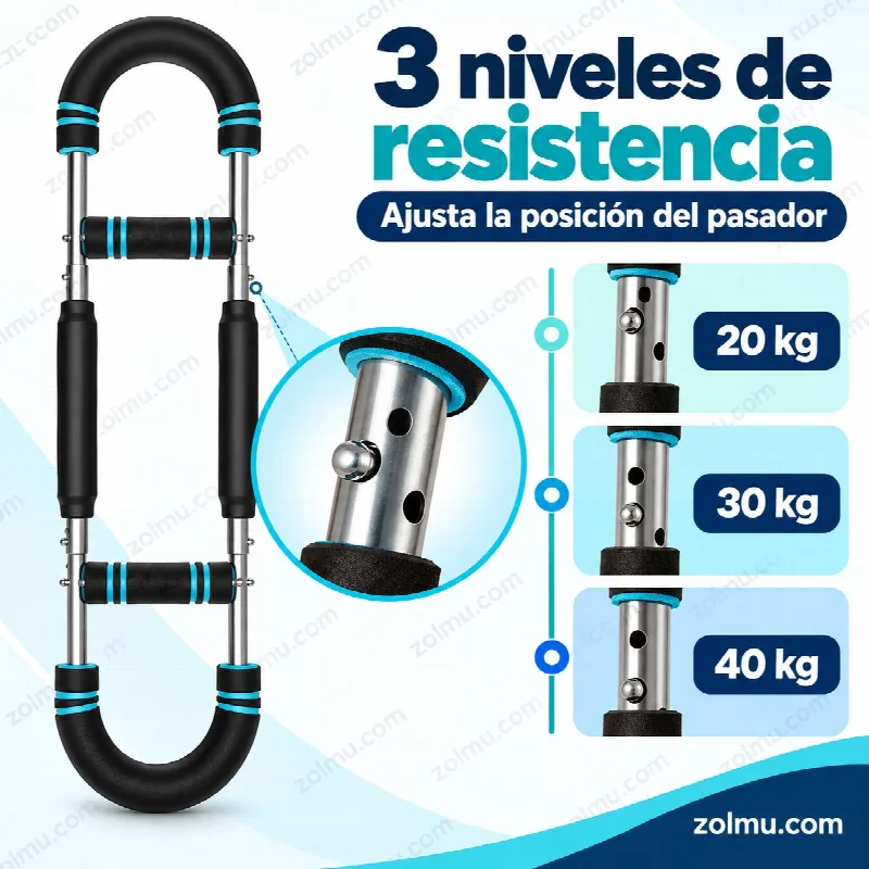 Tres niveles de resistencia del entrenador: 20, 30 y 40 kilos